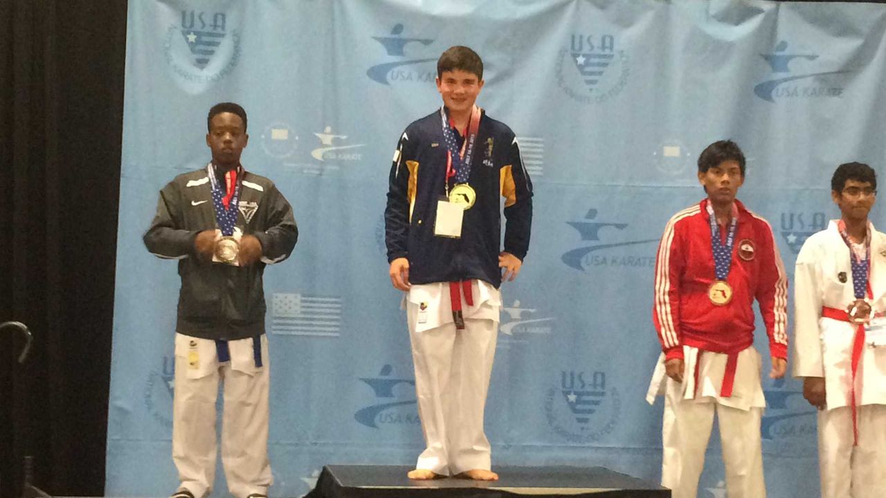 Athlete on the medal podium