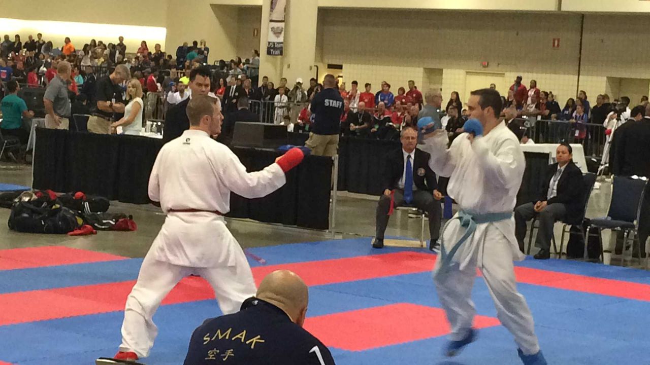 Kumite match with a large audience