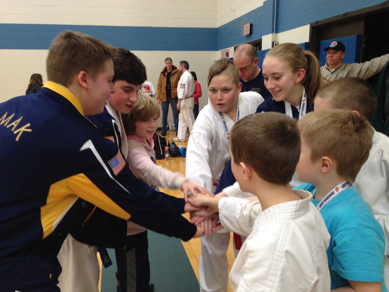 Sport karate match on the competition mat